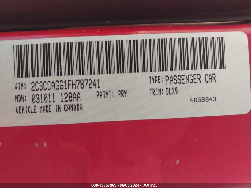 2015 Chrysler 300 300S VIN: 2C3CCAGG1FH787241 Lot: 39557069