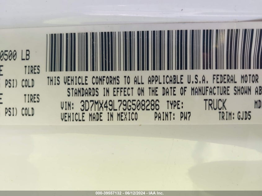 2009 Dodge Ram 3500 Laramie VIN: 3D7MX49L79G508286 Lot: 39557132