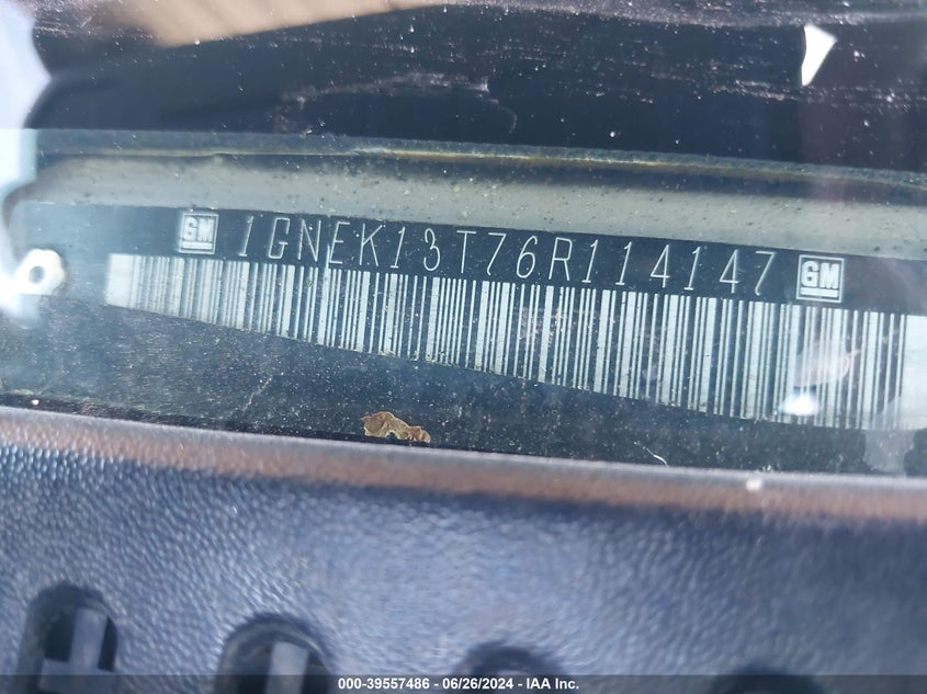 2006 Chevrolet Tahoe K1500 VIN: 1GNEK13T76R114147 Lot: 39557486