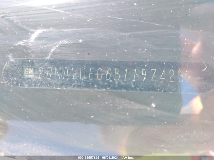 2011 Chevrolet Equinox 1Lt VIN: 2GNALDEC6B1197423 Lot: 39557625