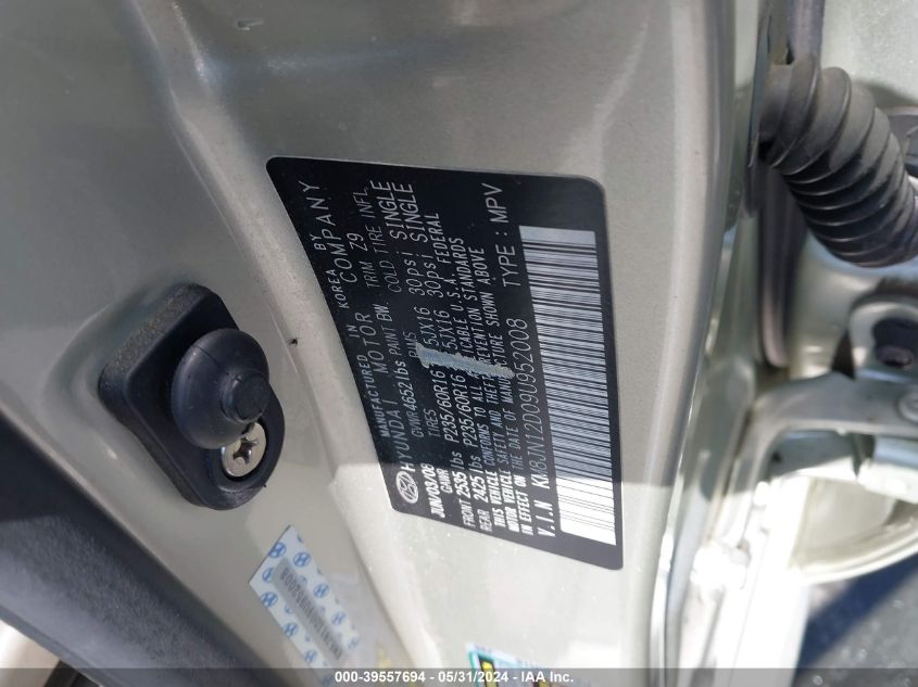 2009 Hyundai Tucson Limited V6 VIN: KM8JN12D09U952008 Lot: 39557694