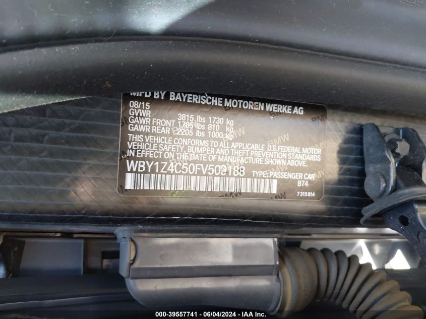 2015 BMW I3 Base W/Range Extender VIN: WBY1Z4C50FV503188 Lot: 39557741