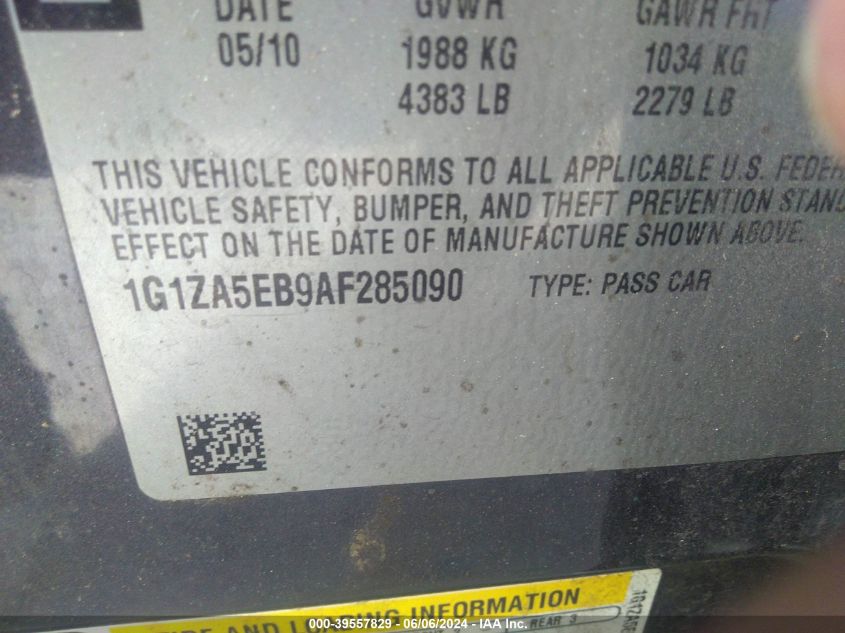 2010 Chevrolet Malibu Ls VIN: 1G1ZA5EB9AF285090 Lot: 39557829
