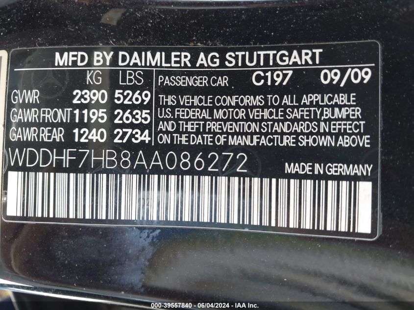 WDDHF7HB8AA086272 2010 Mercedes-Benz E 63 Amg