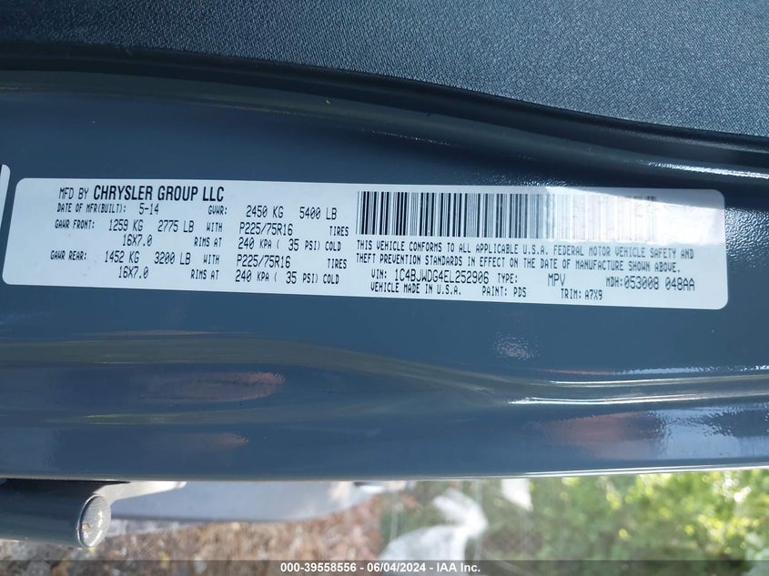 2014 JEEP WRANGLER UNLIMITED SPORT - 1C4BJWDG4EL252906