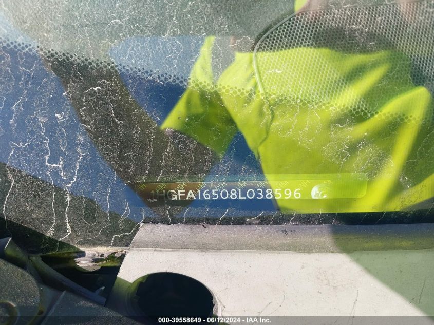 2008 Honda Civic Lx VIN: 1HGFA16508L038596 Lot: 39558649