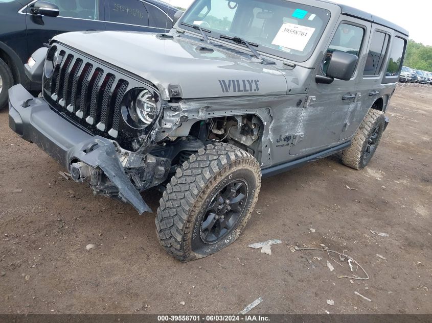 2022 Jeep Wrangler Unlimited Willys 4X4 VIN: 1C4HJXDN0NW223755 Lot: 39558701