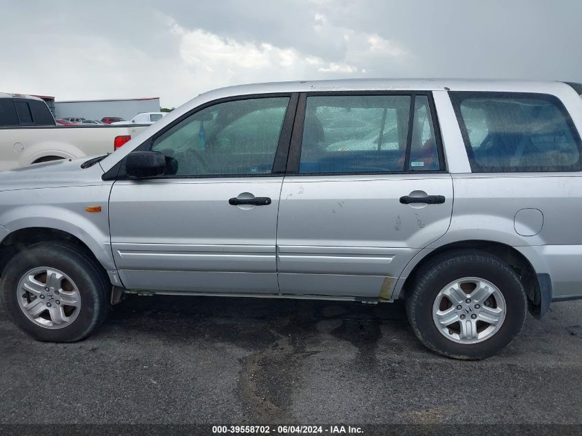 2006 Honda Pilot Lx VIN: 5FNYF18176B025492 Lot: 39558702