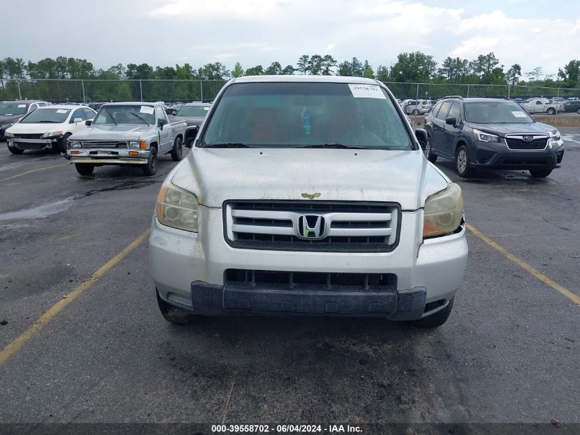 2006 Honda Pilot Lx VIN: 5FNYF18176B025492 Lot: 39558702