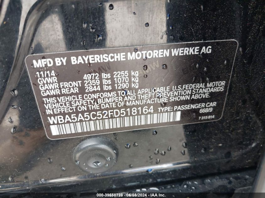 WBA5A5C52FD518164 2015 BMW 528I