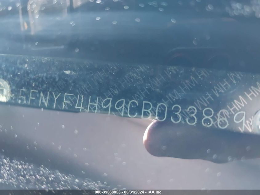 2012 Honda Pilot Touring VIN: 5FNYF4H99CB033869 Lot: 39558853