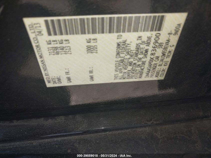 2013 Nissan Maxima 3.5 S VIN: 1N4AA5AP0DC836900 Lot: 39559018