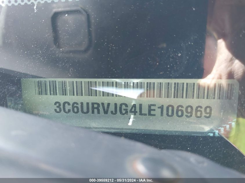 2020 Ram Promaster 3500 Cargo Van High Roof 159 Wb Ext VIN: 3C6URVJG4LE106969 Lot: 39559212