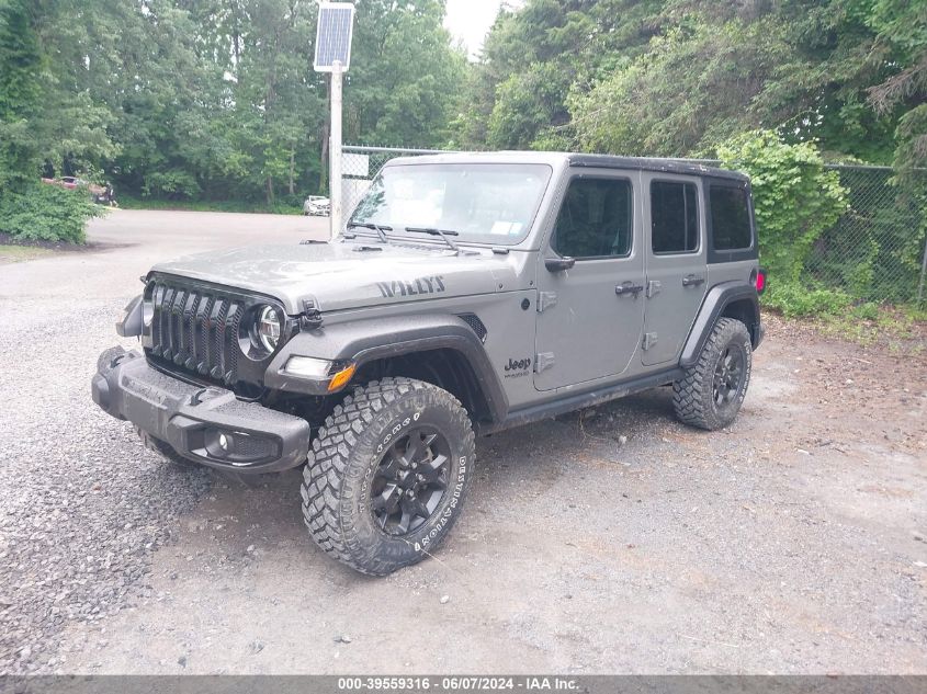 2021 Jeep Wrangler Unlimited Willys 4X4 VIN: 1C4HJXDG7MW593438 Lot: 39559316