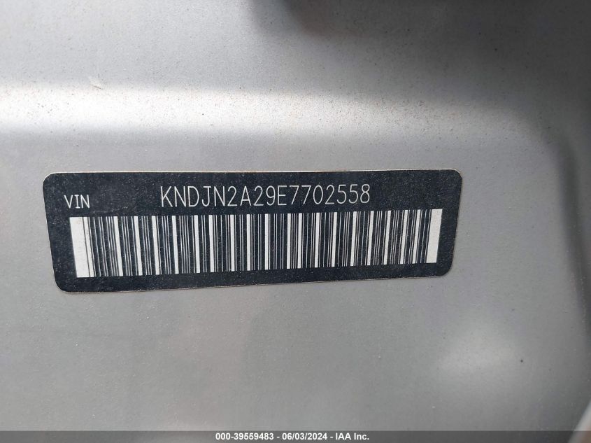 2014 Kia Soul VIN: KNDJN2A29E7702558 Lot: 39559483