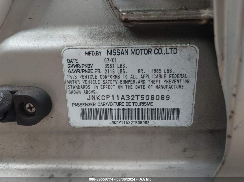 2002 Infiniti G20 Luxury VIN: JNKCP11A32T506069 Lot: 39559774