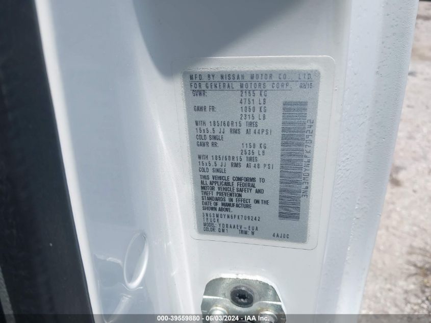 2015 CHEVROLET CITY EXPRESS 1LS 3N63M0YN6FK709242