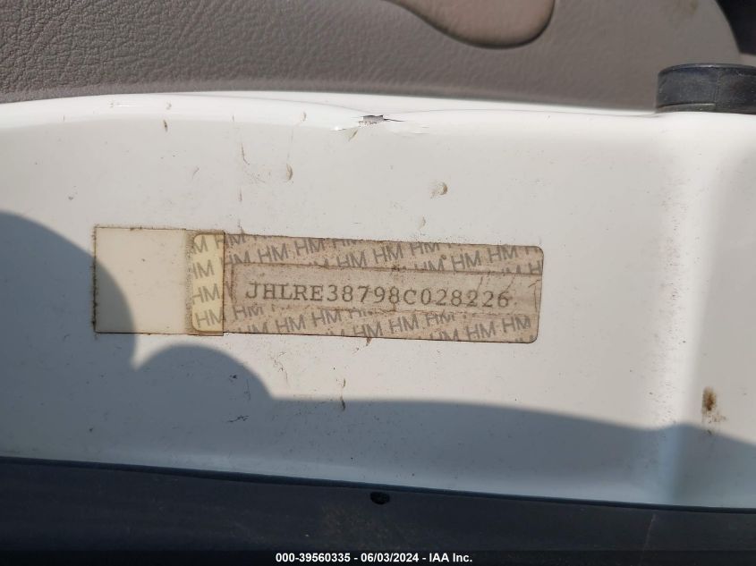 2008 Honda Cr-V Ex-L VIN: JHLRE38798C028226 Lot: 39560335