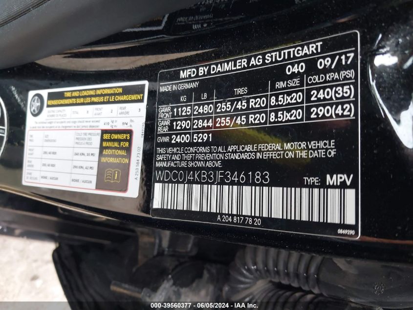2018 Mercedes-Benz Glc 300 Coupe 4Matic VIN: WDC0J4KB3JF346183 Lot: 39560377