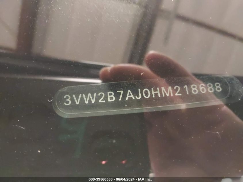 2017 Volkswagen Jetta 1.4T S VIN: 3VW2B7AJ0HM218688 Lot: 39560533