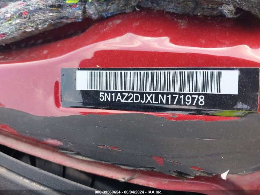 2020 Nissan Murano Platinum Fwd VIN: 5N1AZ2DJXLN171978 Lot: 39560654