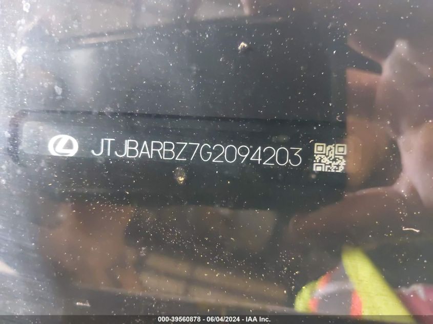 2016 Lexus Nx 200T VIN: JTJBARBZ7G2094203 Lot: 39560878