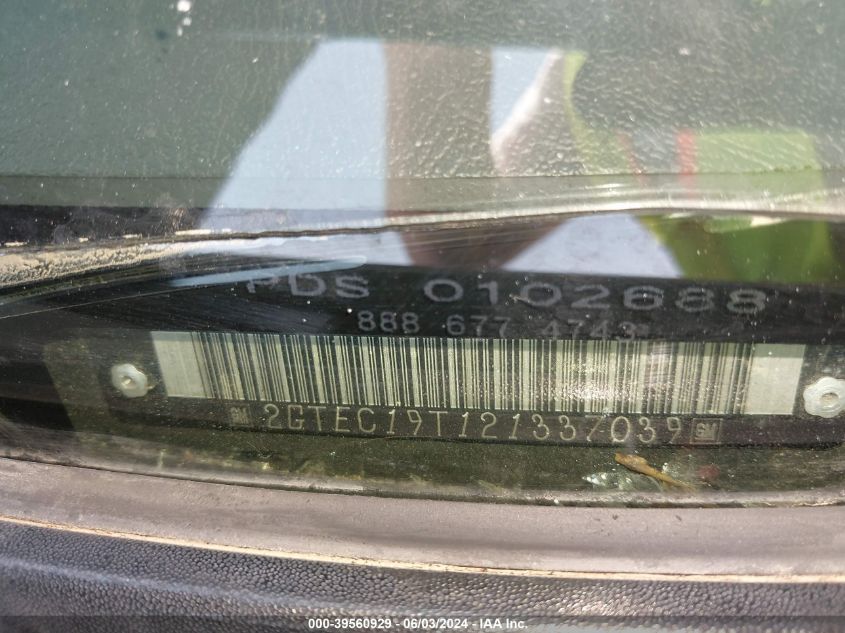 2002 GMC Sierra 1500 Sle VIN: 2GTEC19T121337039 Lot: 39560929