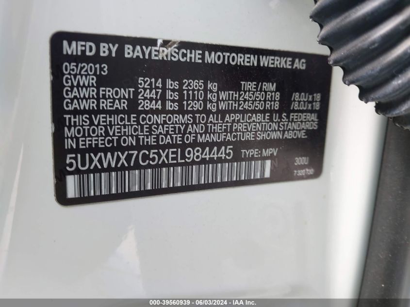 5UXWX7C5XEL984445 2014 BMW X3 xDrive35I