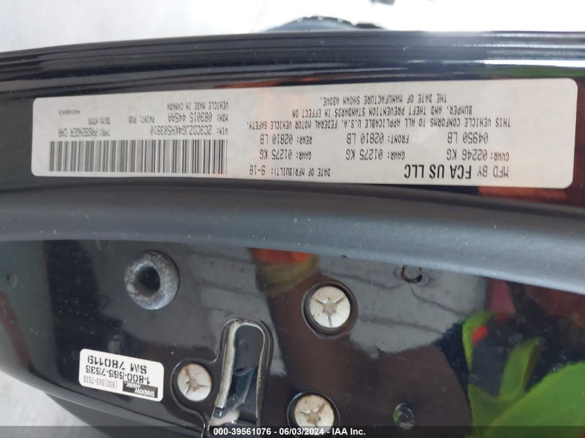 2019 Dodge Challenger Gt VIN: 2C3CDZJG4KH503910 Lot: 39561076