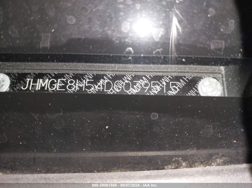 2013 Honda Fit Sport VIN: JHMGE8H54DC039515 Lot: 39561508