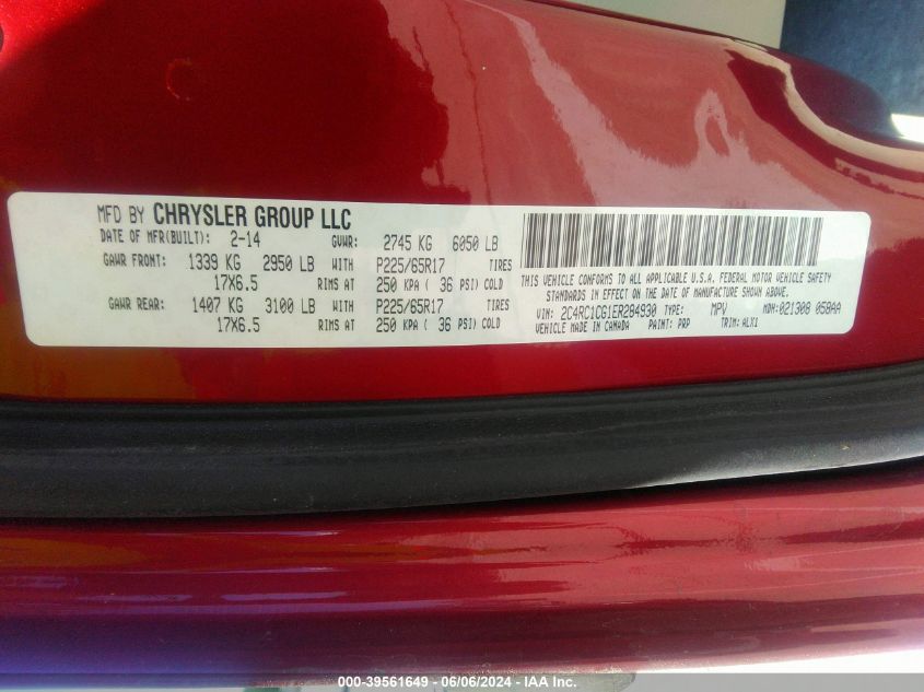 2014 CHRYSLER TOWN & COUNTRY TOURING-L - 2C4RC1CG1ER284930