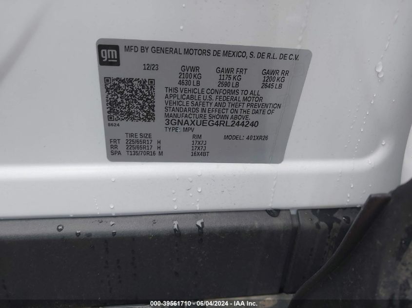 2024 CHEVROLET EQUINOX AWD LT - 3GNAXUEG4RL244240