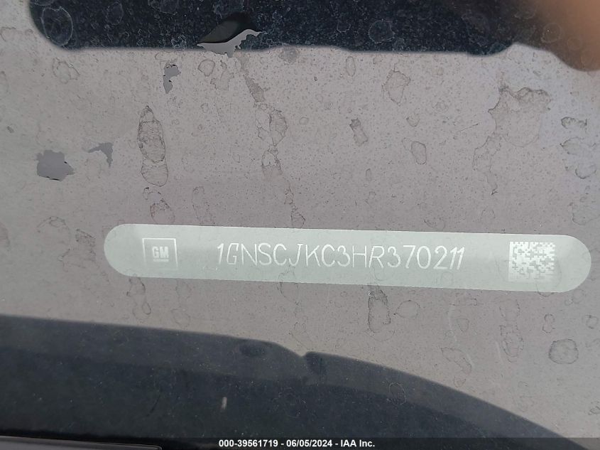 2017 Chevrolet Suburban Premier VIN: 1GNSCJKC3HR370211 Lot: 39561719