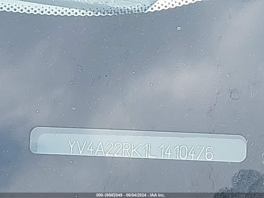 2020 Volvo Xc60 T6 Momentum VIN: YV4A22RK1L1410476 Lot: 39562049