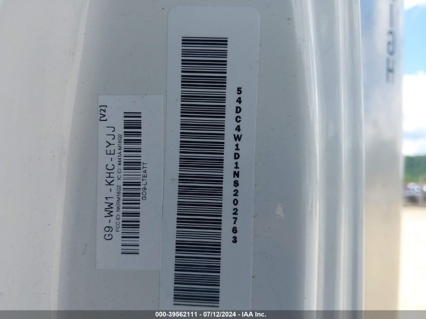 2022 Isuzu Npr Hd VIN: 54DC4W1D1NS202763 Lot: 39562111