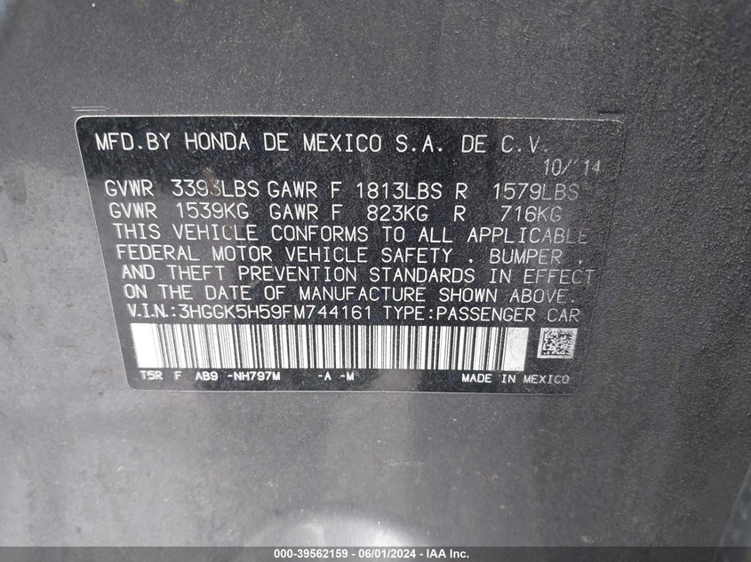 2015 HONDA FIT LX - 3HGGK5H59FM744161