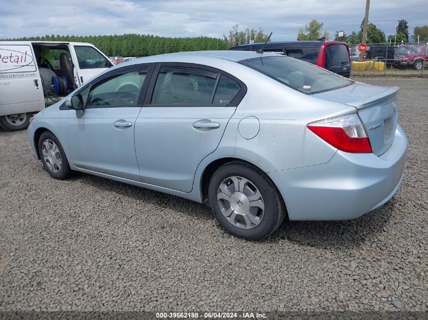 2012 Honda Civic Hybrid VIN: JHMFB4F26CS006252 Lot: 39562188