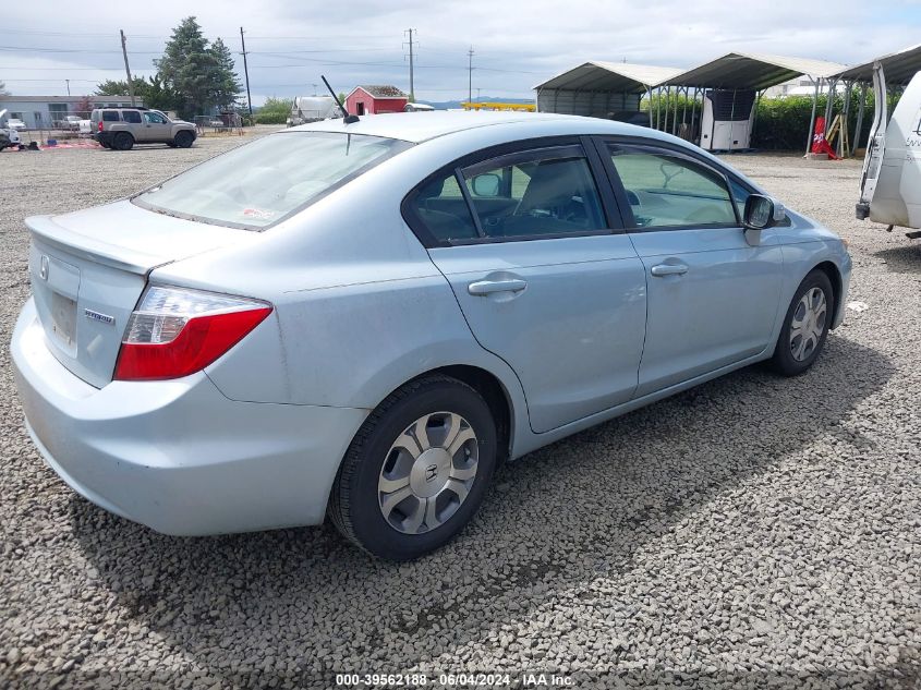 2012 Honda Civic Hybrid VIN: JHMFB4F26CS006252 Lot: 39562188