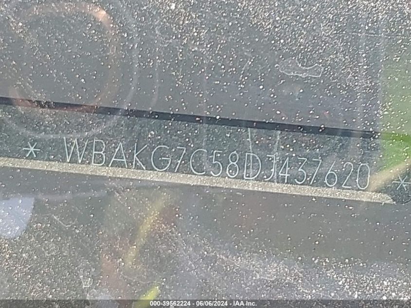 2013 BMW 335I VIN: WBAKG7C58DJ437620 Lot: 39562224