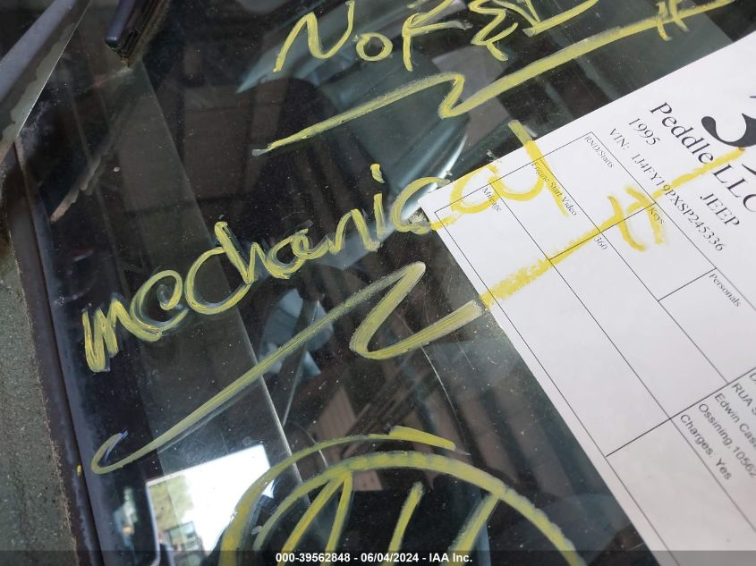 1995 Jeep Wrangler / Yj S/Rio Grande VIN: 1J4FY19PXSP245336 Lot: 39562848