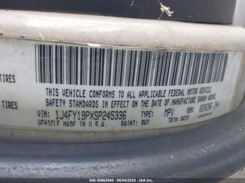 1995 Jeep Wrangler / Yj S/Rio Grande VIN: 1J4FY19PXSP245336 Lot: 39562848