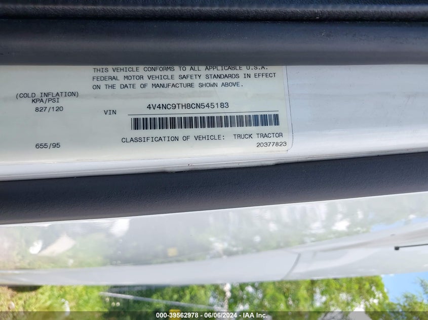 2012 Volvo Vn Vnl VIN: 4V4NC9TH8CN545183 Lot: 39562978