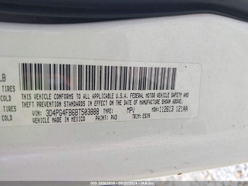 2011 Dodge Journey Express VIN: 3D4PG4FB6BT503888 Lot: 39563010