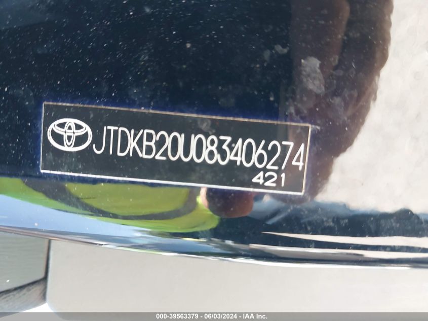 2008 Toyota Prius VIN: JTDKB20U083406274 Lot: 39563379