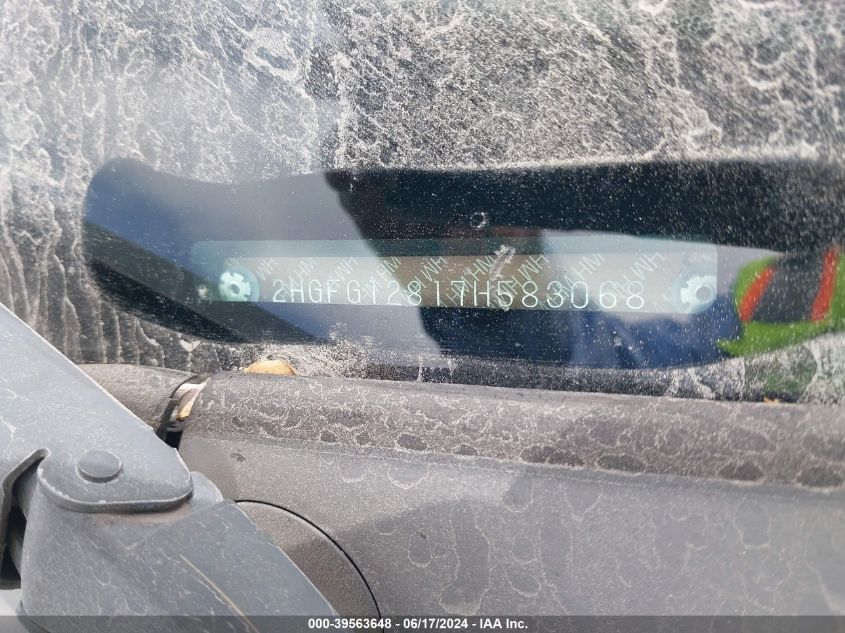 2007 Honda Civic Ex VIN: 2HGFG12817H583068 Lot: 39563648