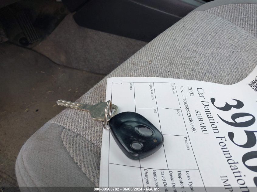 2002 Subaru Impreza Outback Sport VIN: JF1GG68522G800490 Lot: 39563782