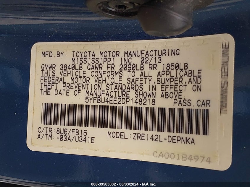 2013 TOYOTA COROLLA LE - 5YFBU4EE2DP148218