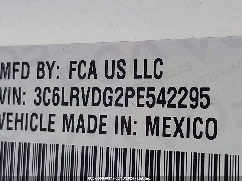 2023 Ram Promaster 2500 High Roof 159 Wb VIN: 3C6LRVDG2PE542295 Lot: 39564037