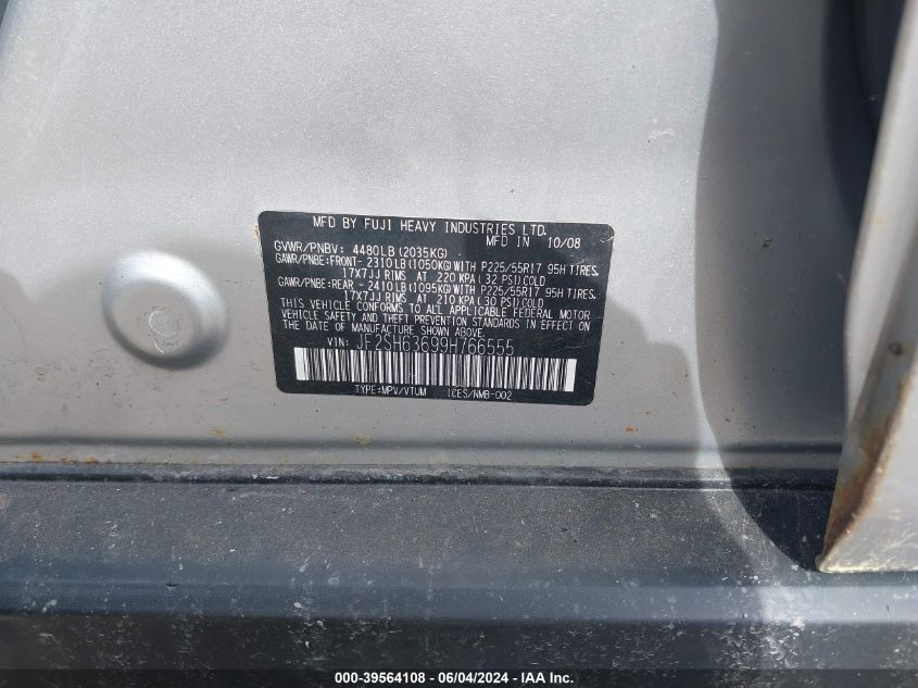 2009 Subaru Forester 2.5X VIN: JF2SH63699H766555 Lot: 40205804