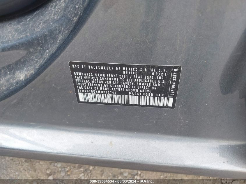 2021 Volkswagen Jetta 1.4T Sel VIN: 3VWE57BUXMM082741 Lot: 39564534